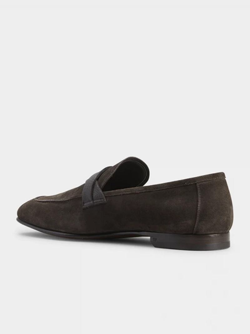 Pánské Twisted Suede Penny Loafers Na Ples S Kulatou Špičkou Svatební Párty - Len