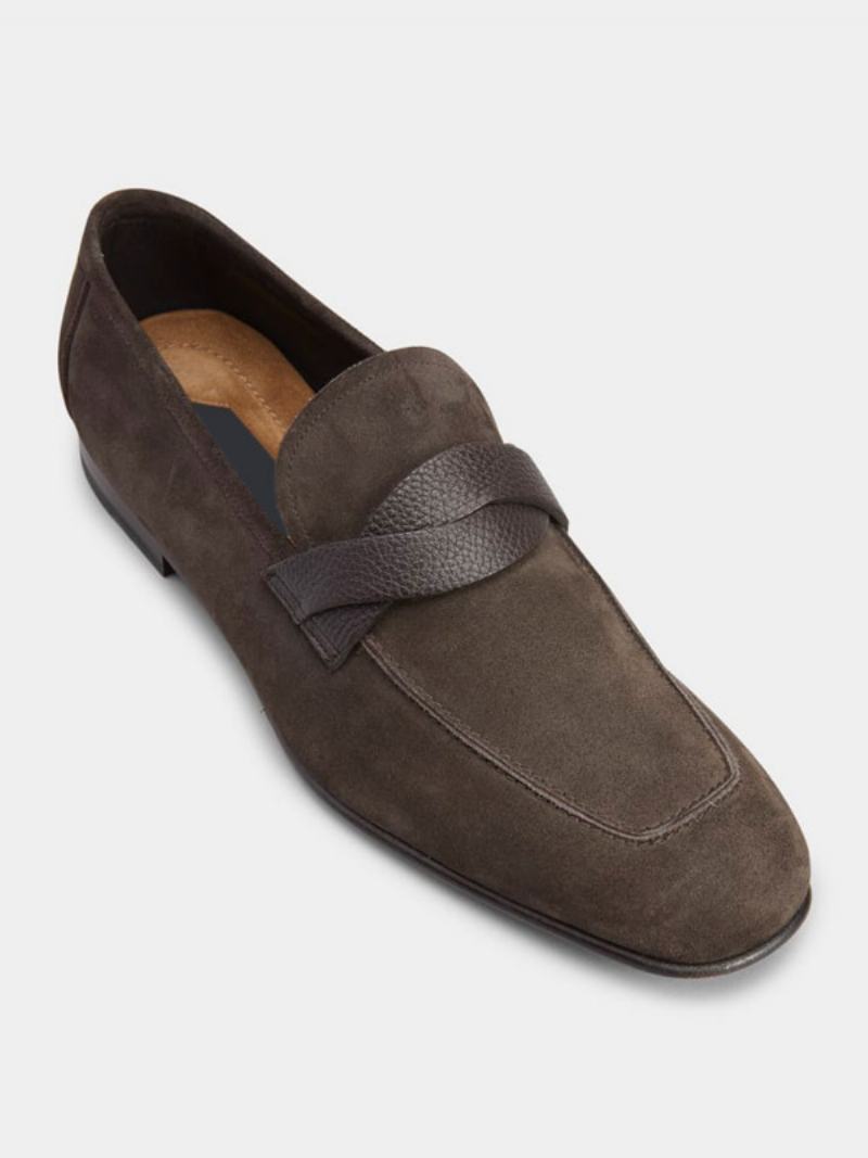 Pánské Twisted Suede Penny Loafers Na Ples S Kulatou Špičkou Svatební Párty - Len