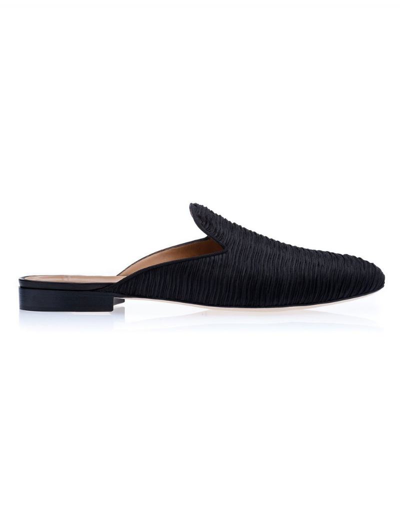 Pánské Černé Semišové Mokasíny Mules Slip On Boty - Černá