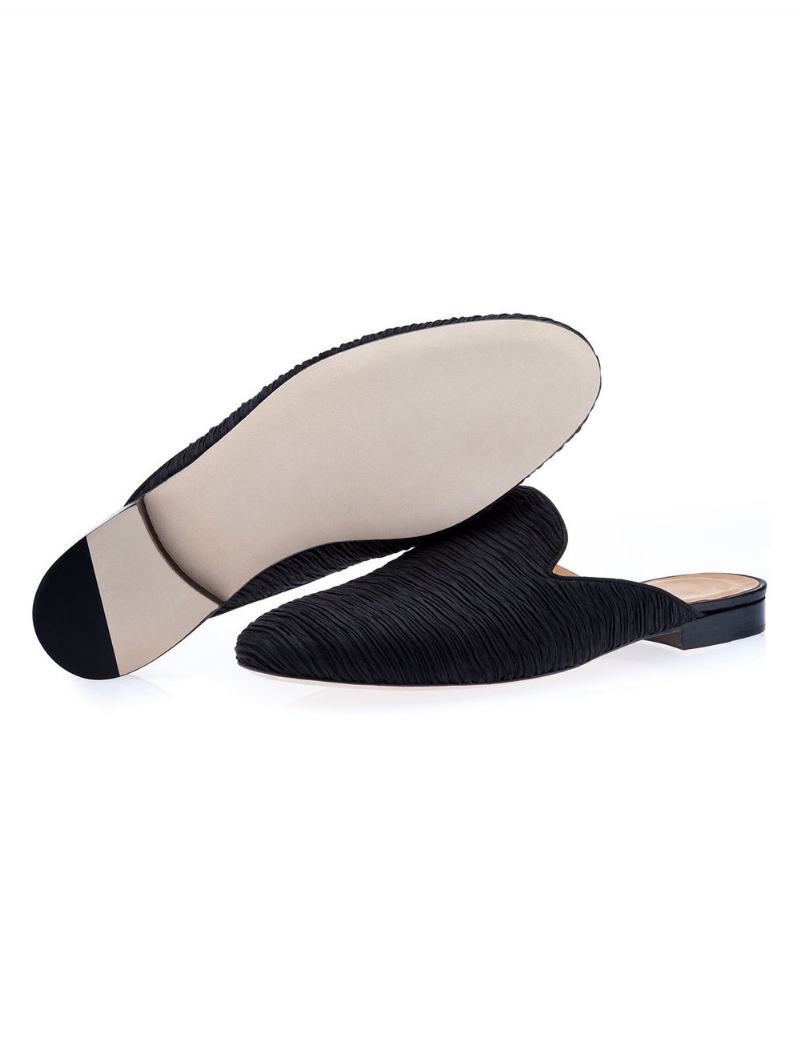 Pánské Černé Semišové Mokasíny Mules Slip On Boty - Černá