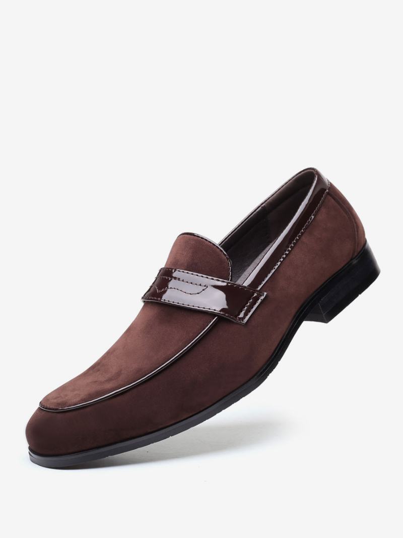 Povalečové Boty Pro Muže Slip-on Monk Pásek S Kulatou Špičkou Pu Kůže - Kávově Hnědá