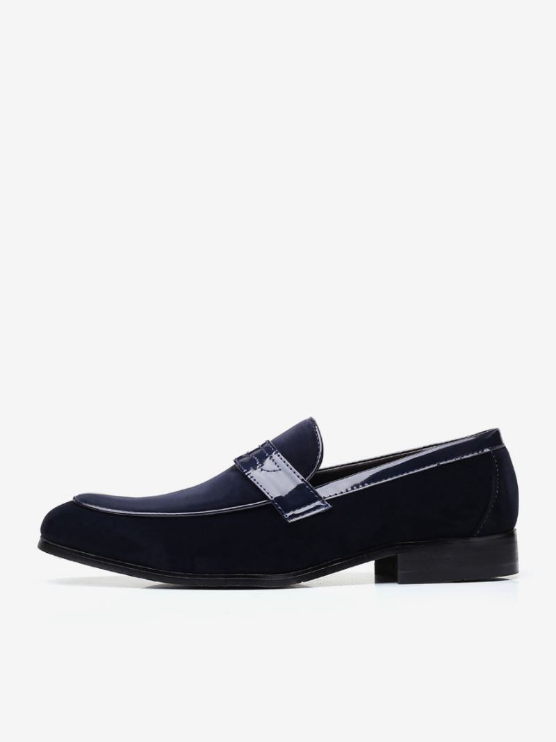 Povalečové Boty Pro Muže Slip-on Monk Pásek S Kulatou Špičkou Pu Kůže - Modrá