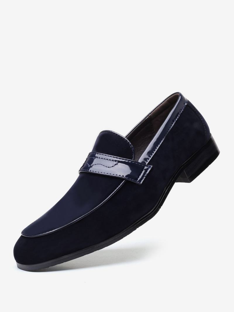 Povalečové Boty Pro Muže Slip-on Monk Pásek S Kulatou Špičkou Pu Kůže - Modrá