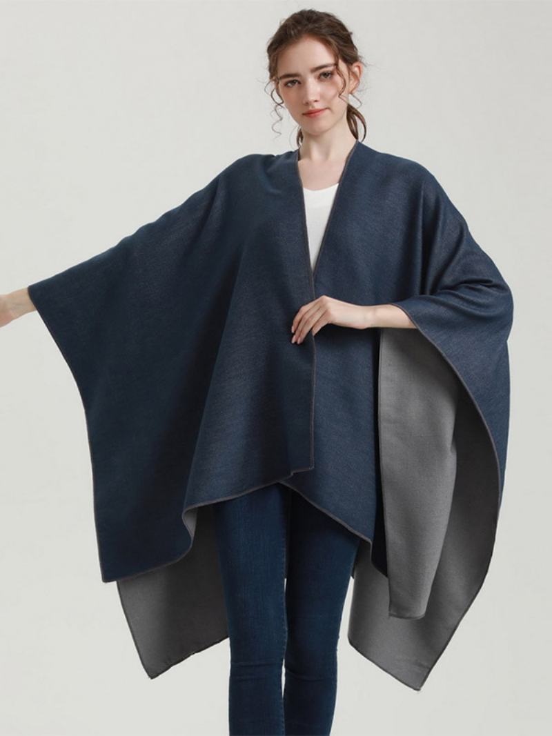 Dámské Cape Color Block Oversized Denní Ležérní Podzim Zimní Pončo