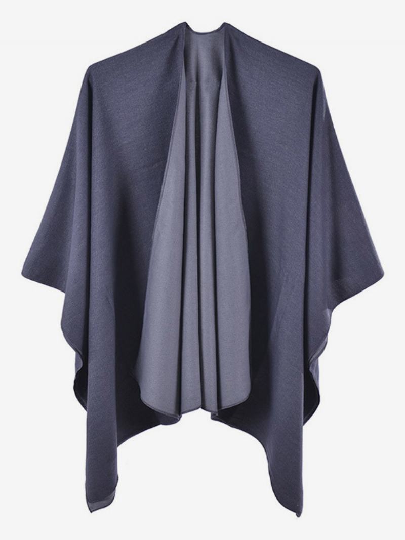 Dámské Cape Color Block Oversized Denní Ležérní Podzim Zimní Pončo - Tmavě Šedá