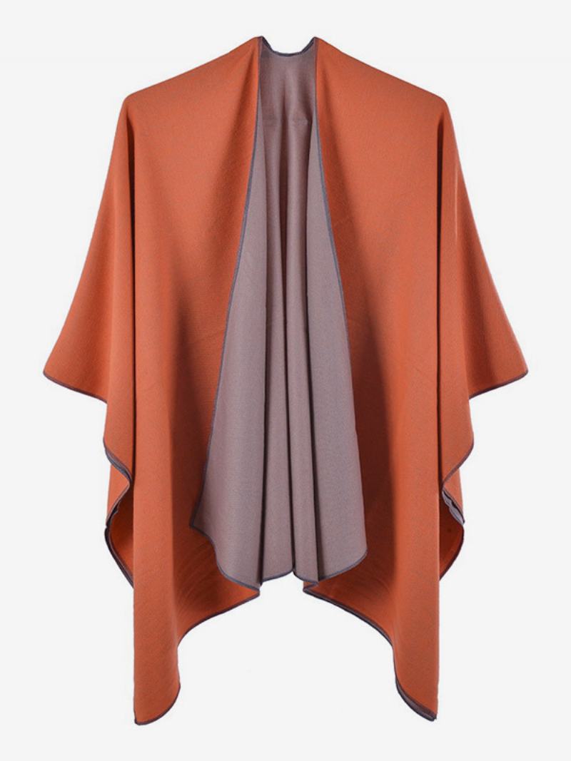 Dámské Cape Color Block Oversized Denní Ležérní Podzim Zimní Pončo - Oranžová