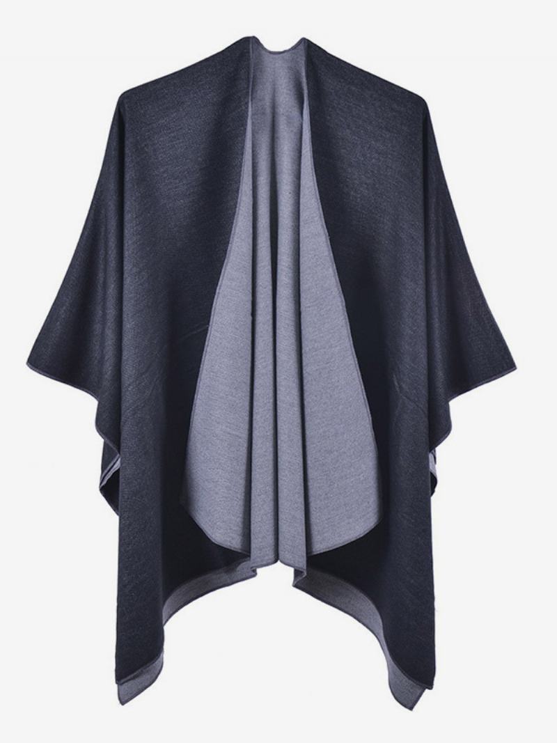 Dámské Cape Color Block Oversized Denní Ležérní Podzim Zimní Pončo - Černá