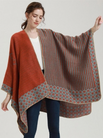 Dámské Cape Geometric Color Block Denní Ležérní Podzim Zimní Pončo