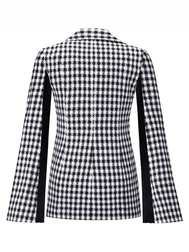 Dámské Jarní Svrchní Oblečení Cape Blazer Jacket Double Breasted Poncho - Černá