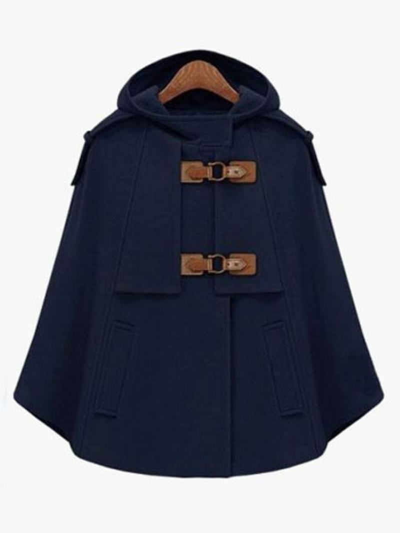 Dámské Pončo Camel Stand Collar Buttons Cape Academic Outerwear