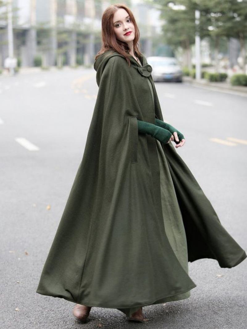 Dámské Pončo S Kapucí Hunter Green Poncho Oversized Cape - Hunter Green