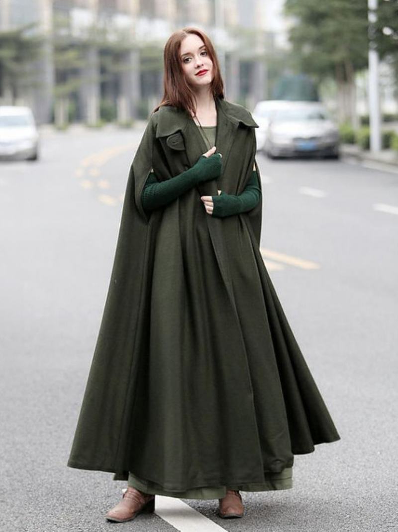 Dámské Pončo S Kapucí Hunter Green Poncho Oversized Cape - Hunter Green