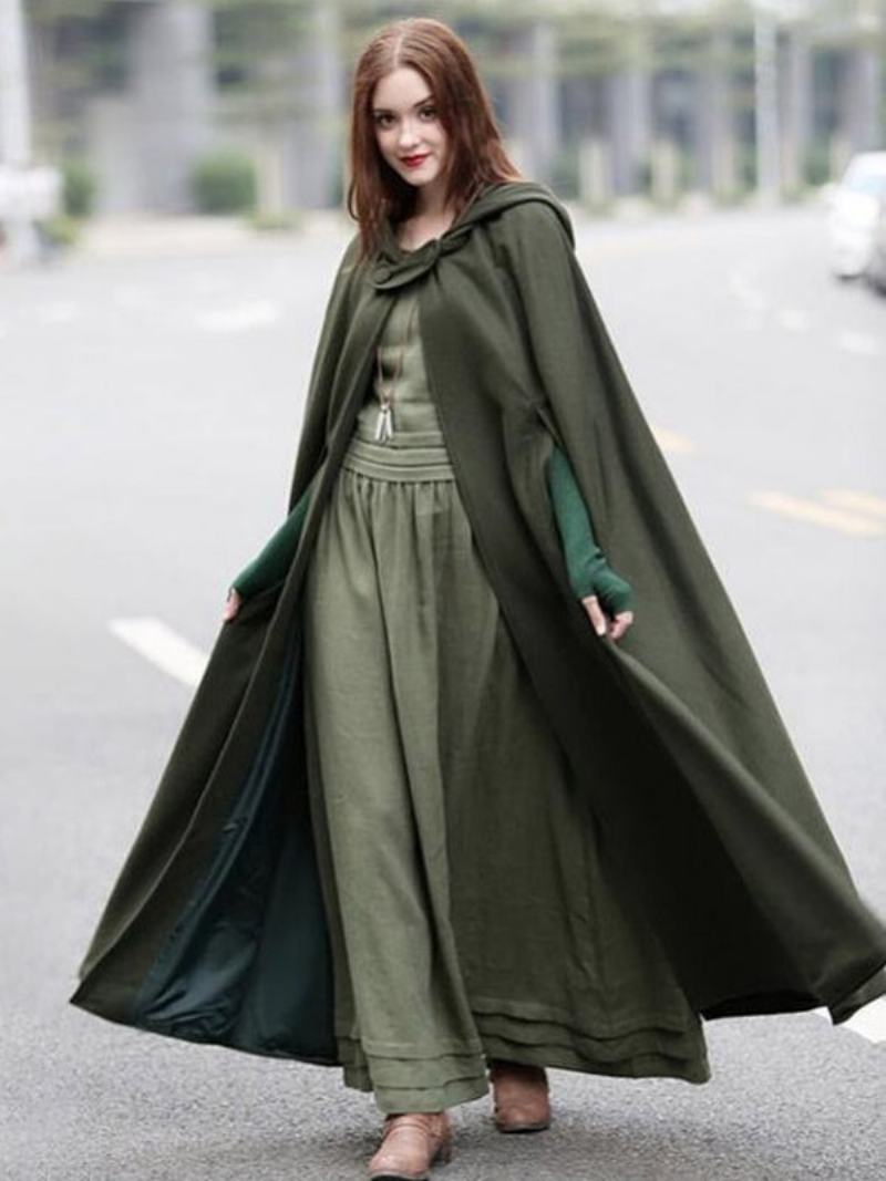 Dámské Pončo S Kapucí Hunter Green Poncho Oversized Cape - Hunter Green