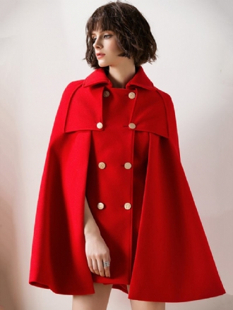 Dámské Červené Pončo Oversized Cape Coat Zimní Svrchní Oblečení