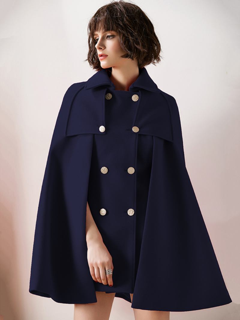 Dámské Červené Pončo Oversized Cape Coat Zimní Svrchní Oblečení - Tmavě Námořnická