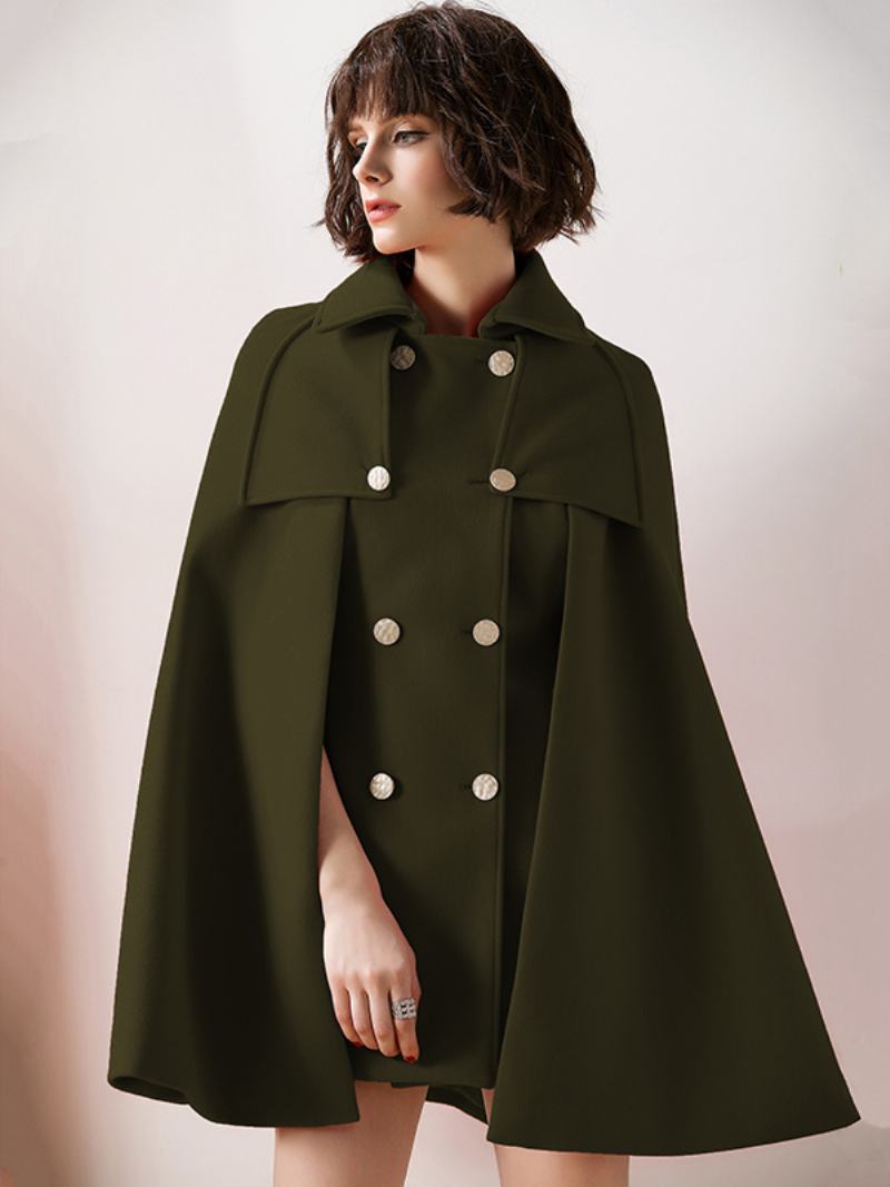 Dámské Červené Pončo Oversized Cape Coat Zimní Svrchní Oblečení - Hunter Green