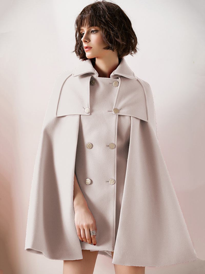 Dámské Červené Pončo Oversized Cape Coat Zimní Svrchní Oblečení - Béžová