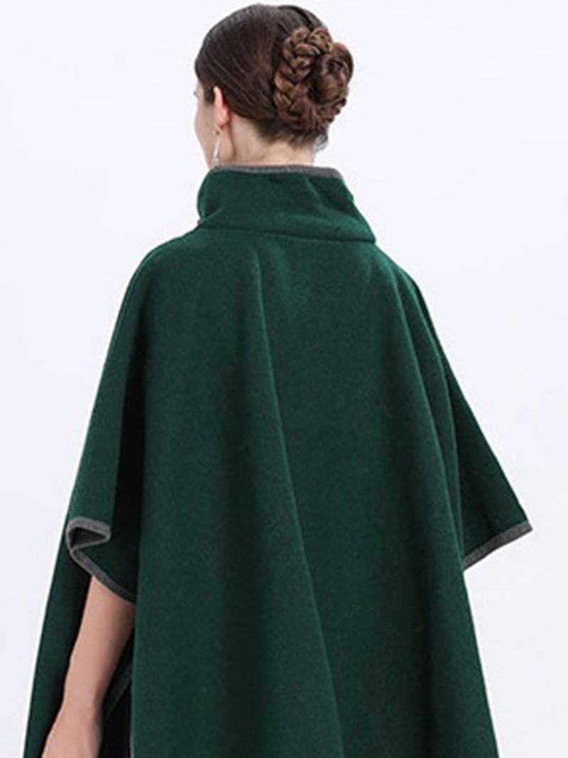 Dámský Pončo Kabát Oversized Cape Spring Svrchní Oblečení - Tmavě Zelená