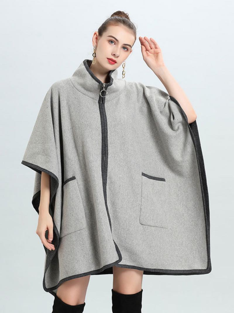 Dámský Pončo Kabát Oversized Cape Spring Svrchní Oblečení - Světle Šedá