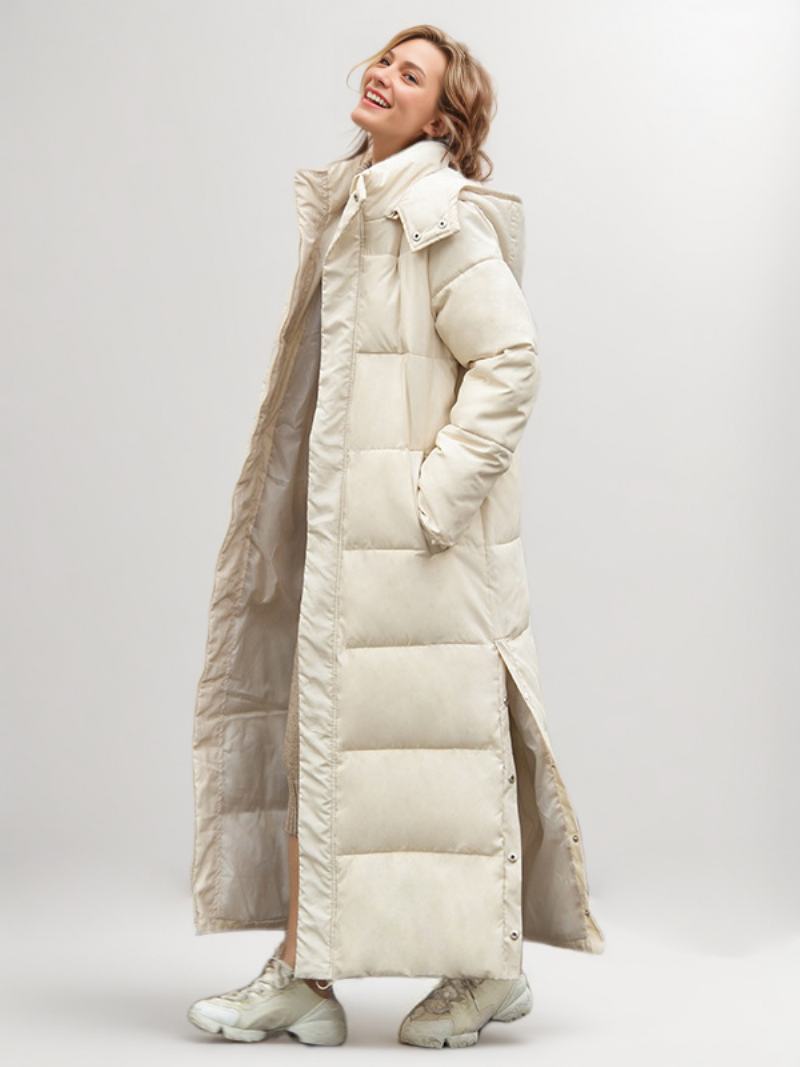 Puffer Coats Ecru Bílé Zimní Dlouhé Svrchní Oblečení Pro Ženy