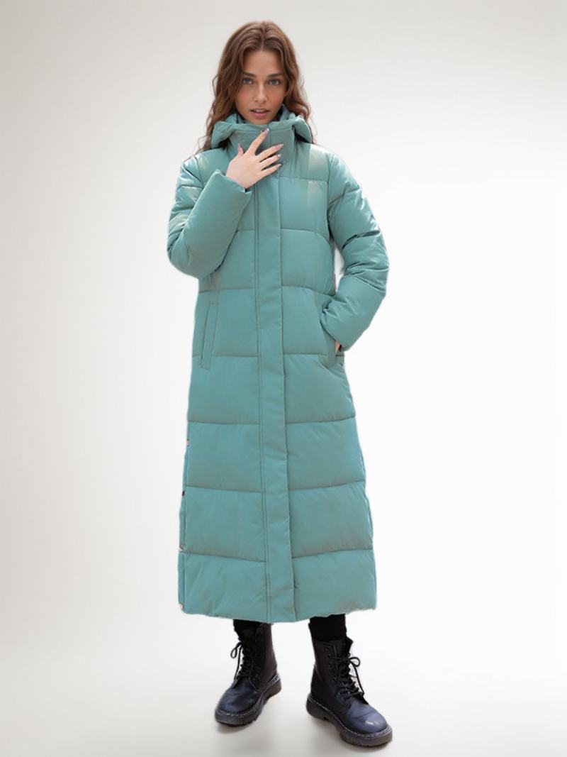 Puffer Coats Ecru Bílé Zimní Dlouhé Svrchní Oblečení Pro Ženy - Zelená