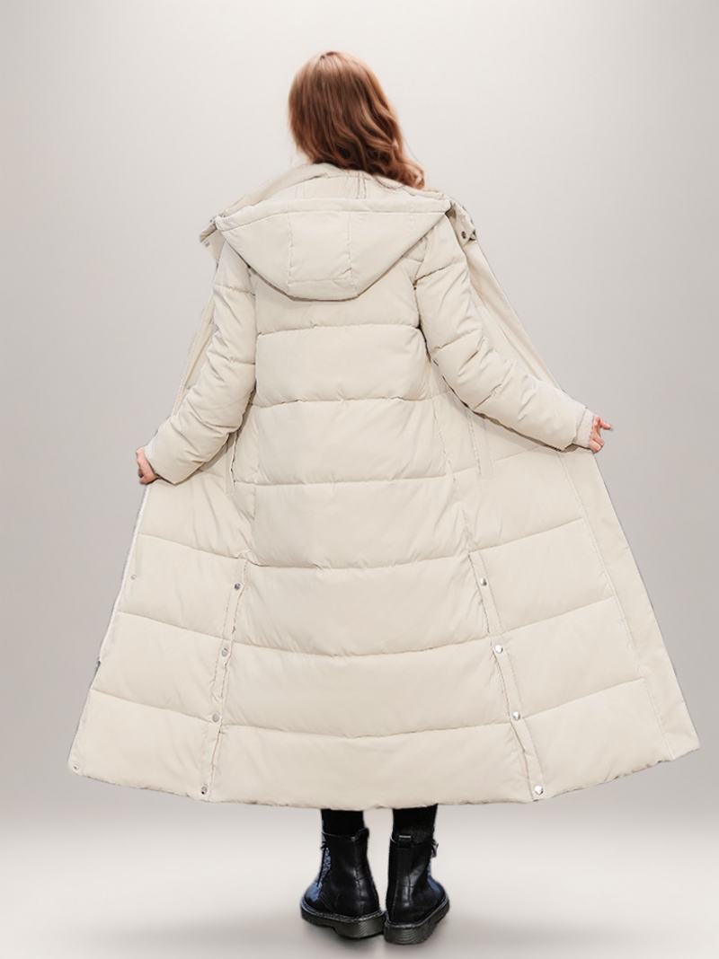 Puffer Coats Ecru Bílé Zimní Dlouhé Svrchní Oblečení Pro Ženy - Béžová