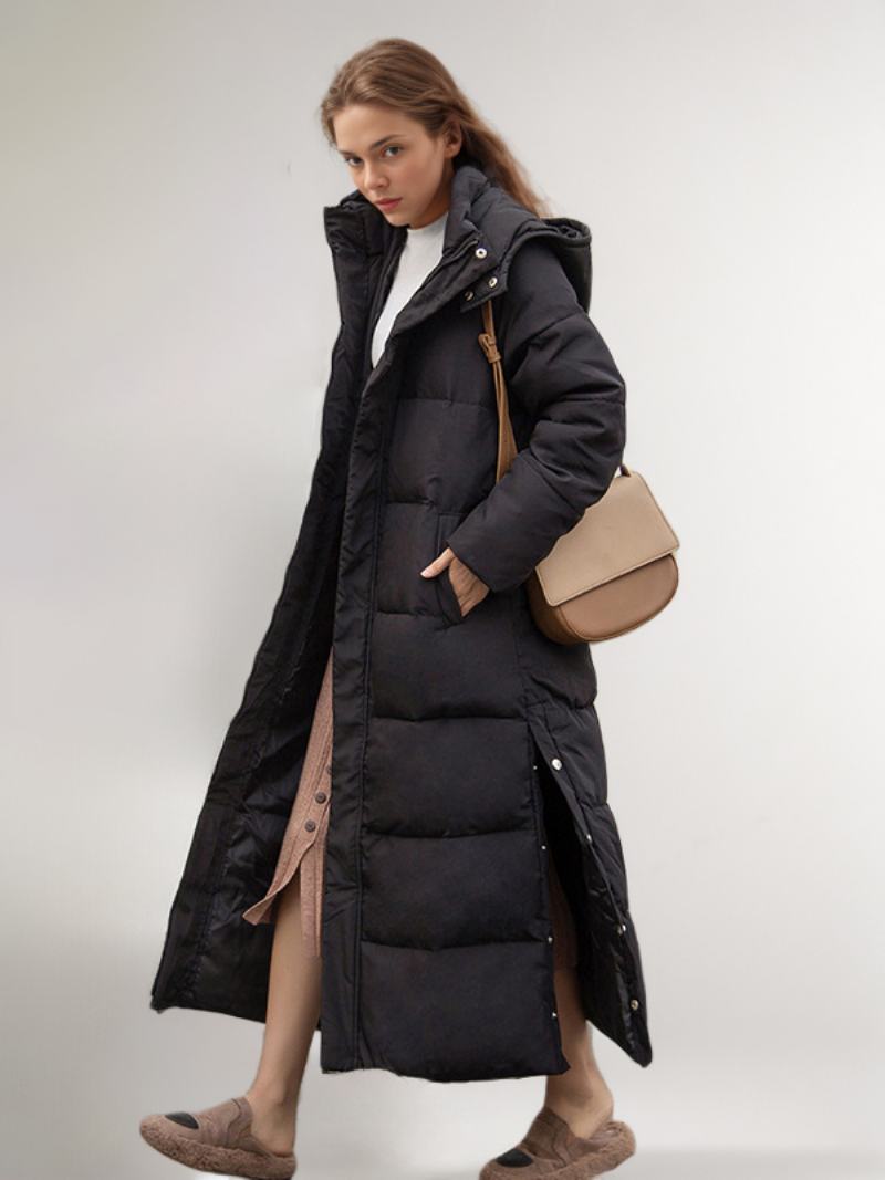 Puffer Coats Ecru Bílé Zimní Dlouhé Svrchní Oblečení Pro Ženy - Černá