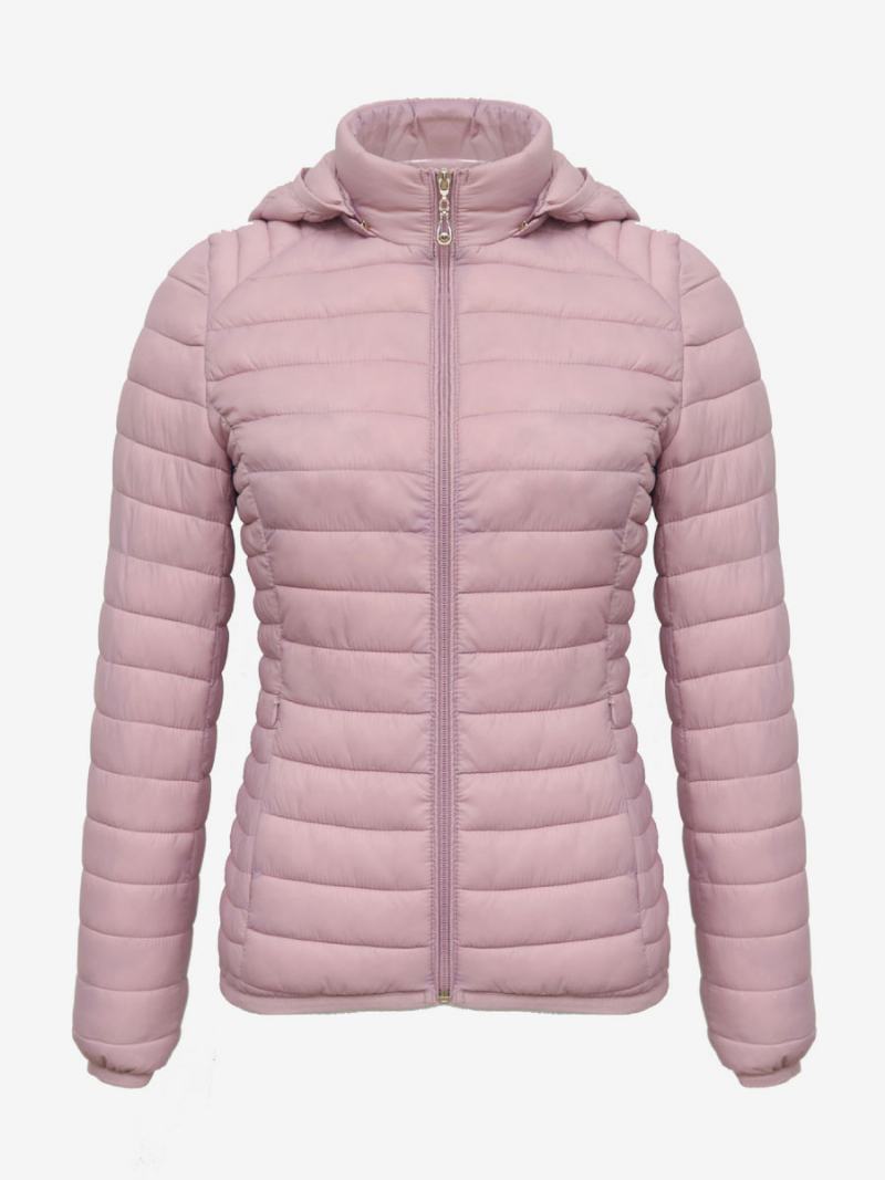 Puffer Coats Růžové Bavlněné Zimní Teplé Svrchní Oblečení S Kapucí Pro Ženy - Růžová