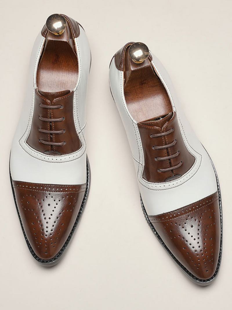 Pánské Kšiltovky Brogue Oxfords Svatební Šaty Oxford Společenské Boty White - Káva Hnědá