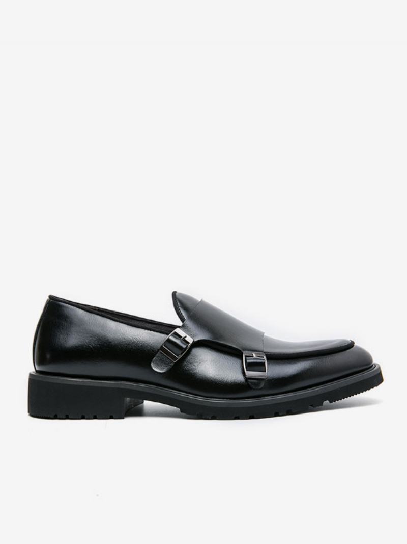 Pánské Společenské Boty Moderní Kulatá Špička Monk Strap Slip On - Černá