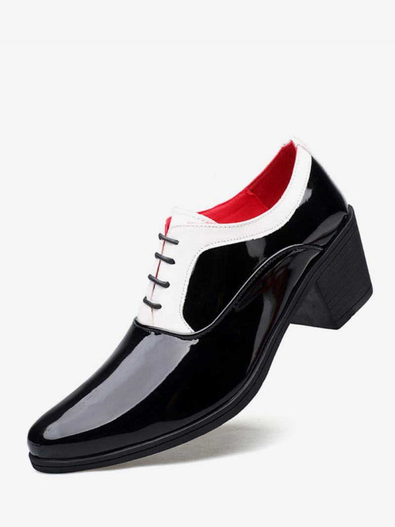 Pánské Společenské Boty Oxford Pointed Toe Lakovaná Kůže Na Párty Svatební Ples - Černá