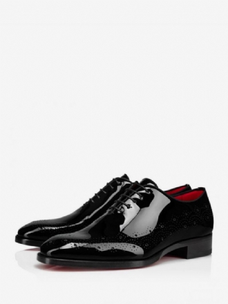 Pánské Šaty Brogue Lakovaná Obuv Black Square Toe Derby Prom Party Wedding