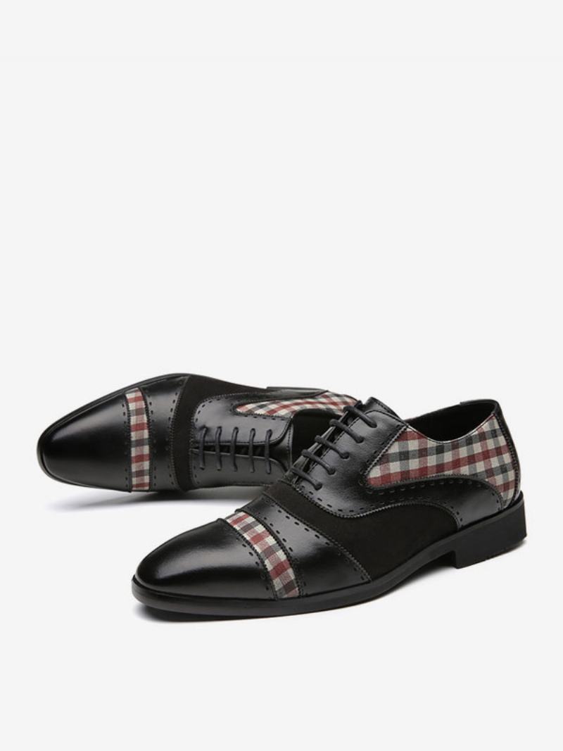 Pánské Šaty Oxford Pointed Toe Pu Kožené Svatební Boty Na Ples - Černá